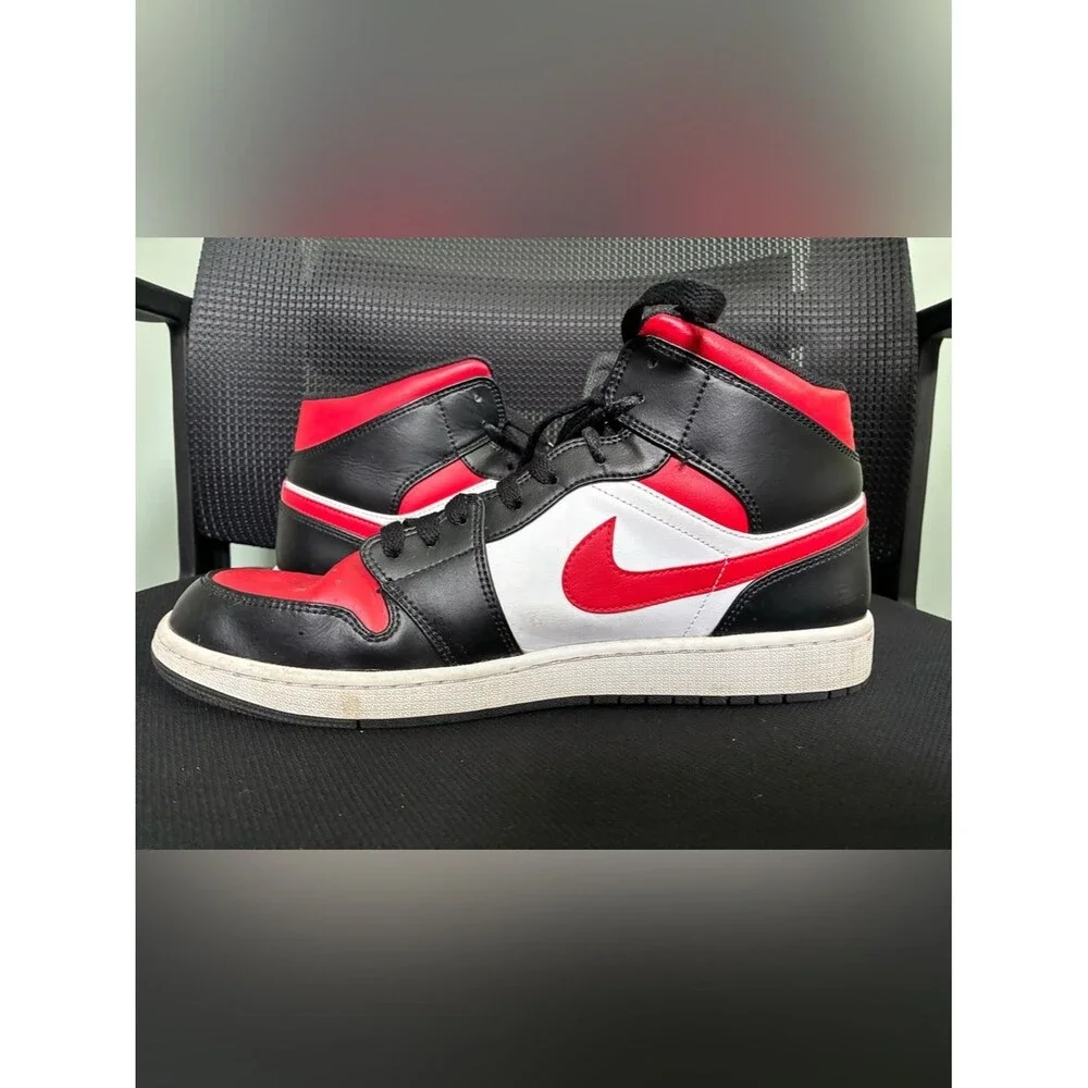 Nike Air Jordan 1 Mid White Bred Toe MENS Sz 12 #554724-079